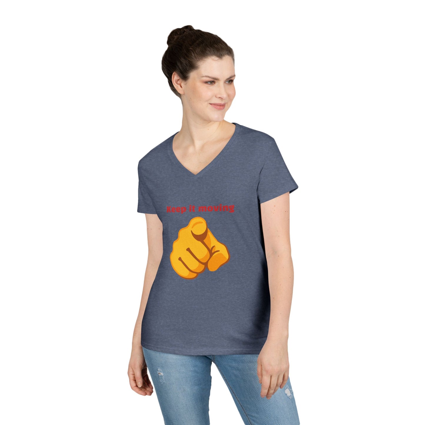 Motivational Ladies' V-Neck T-Shirt - Keep it Moving, Fitspiration Tee, Workout Shirt, Casual Wear, Gift for Fitness Enthusiasts