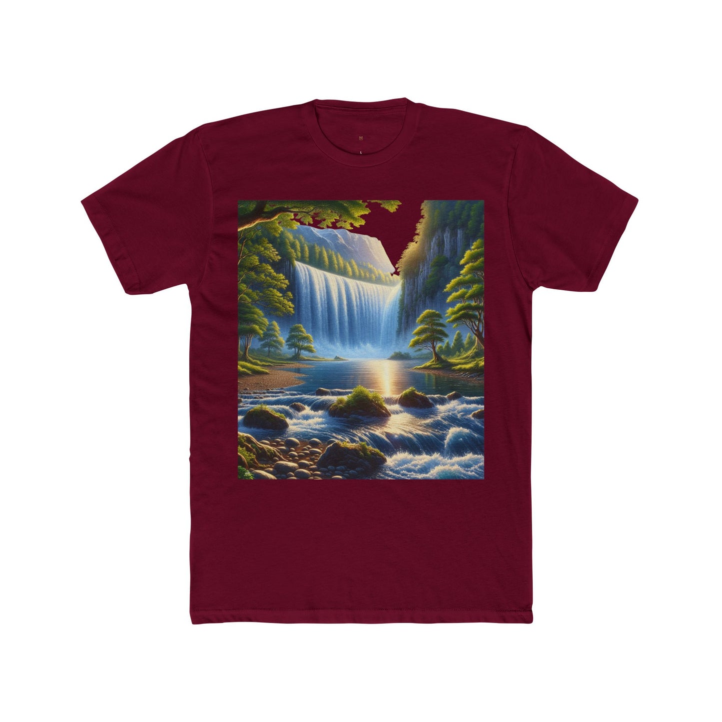 Serene Nature Landscape Tee, Eco-friendly Cotton Tee