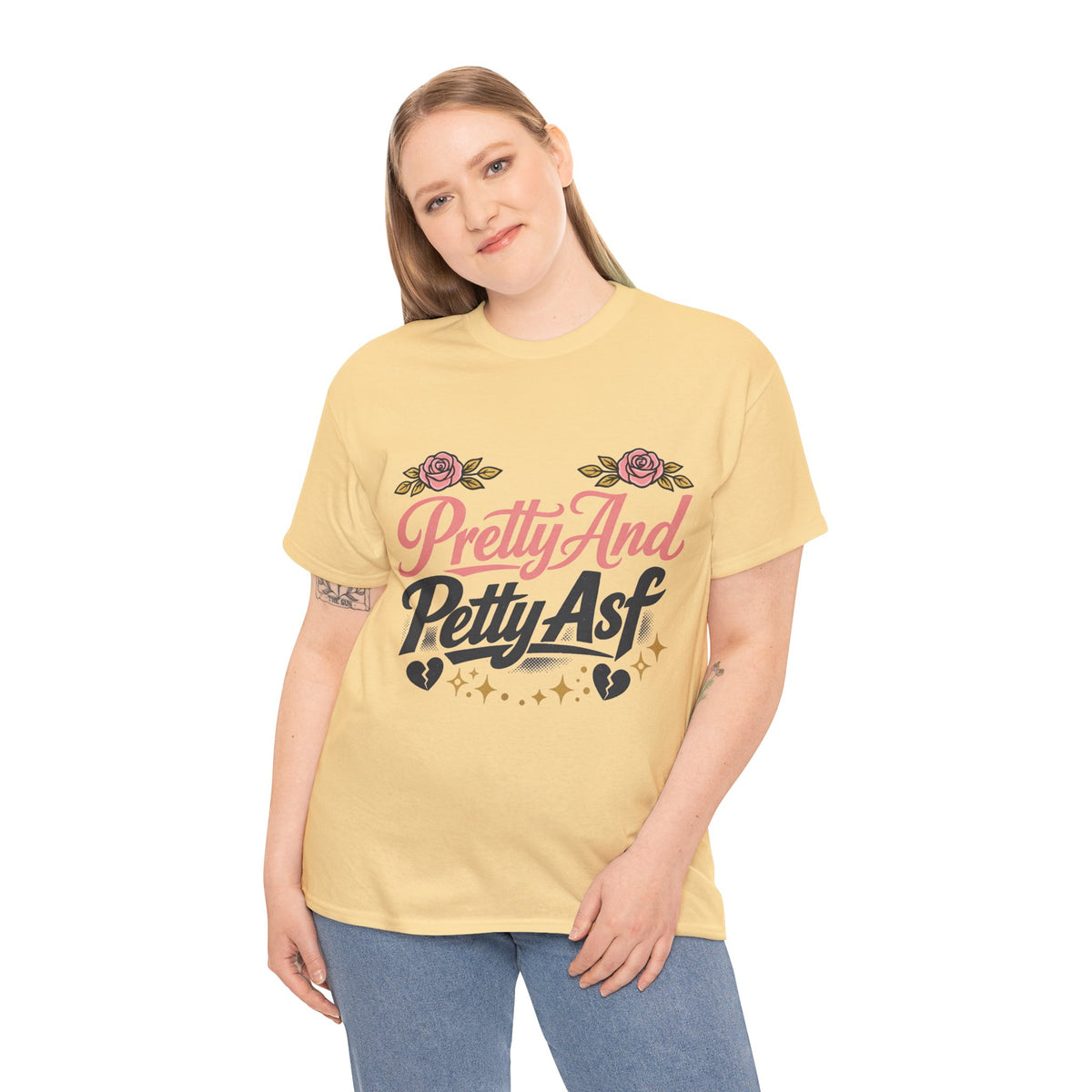 Pretty And Petty Asf Tee — Floral Retro Slogan T‑Shirt