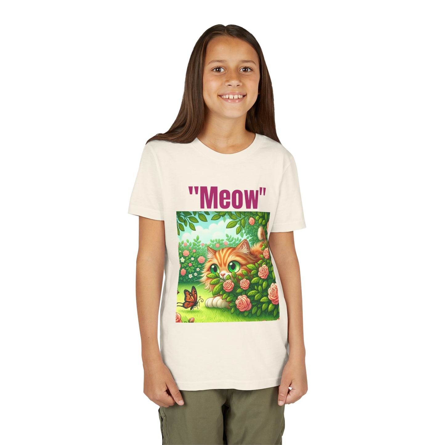 Meow Cat Youth Tee, Cute Kitten Shirt
