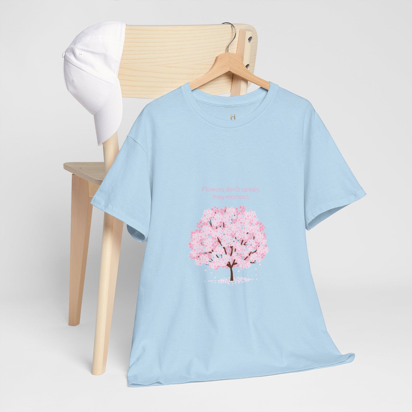 Cherry Blossom Tree T-Shirt — "Flowers don't speak, they express
