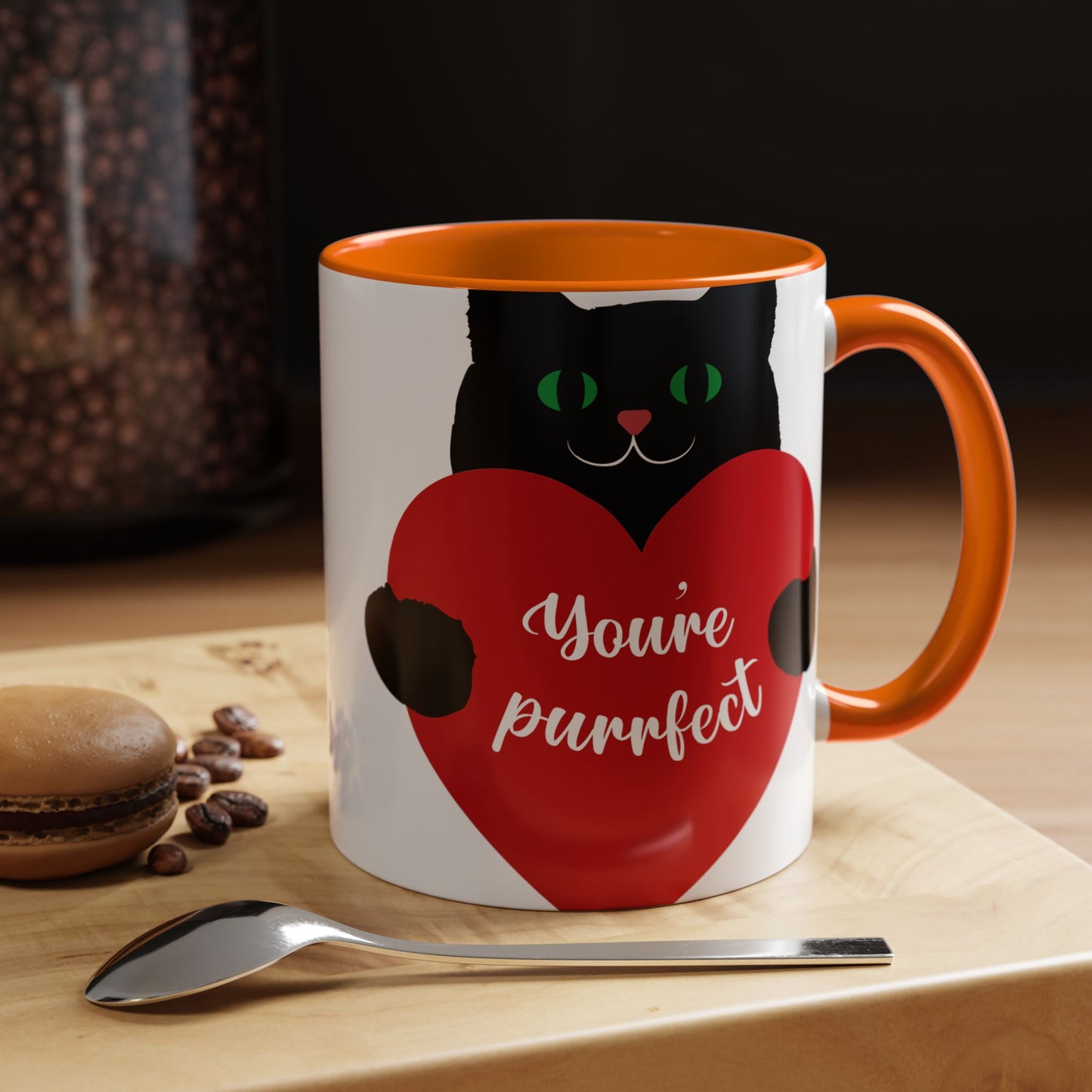 Purrfect Cat Heart Accent Coffee Mug – "You're Purrfect" 11/15oz