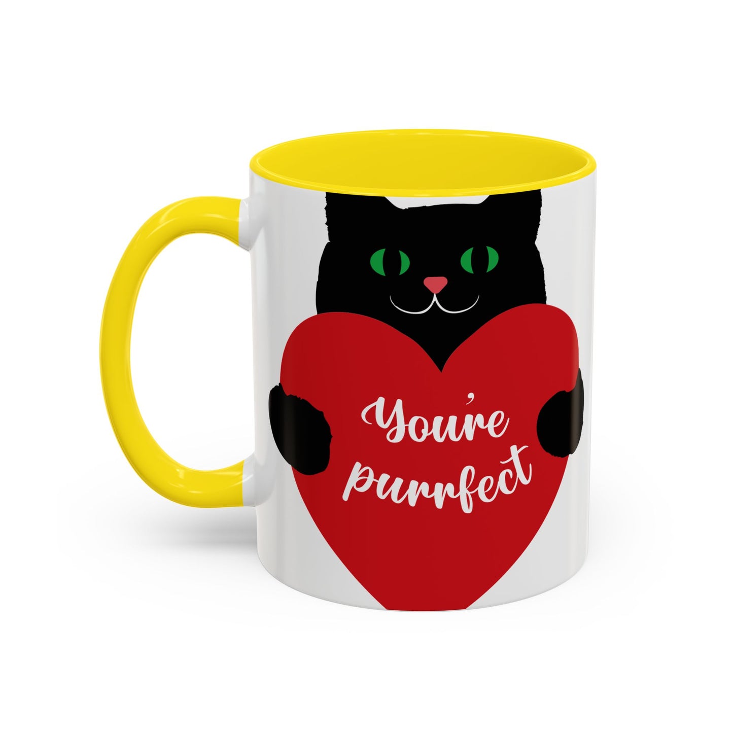 Purrfect Cat Heart Accent Coffee Mug – "You're Purrfect" 11/15oz