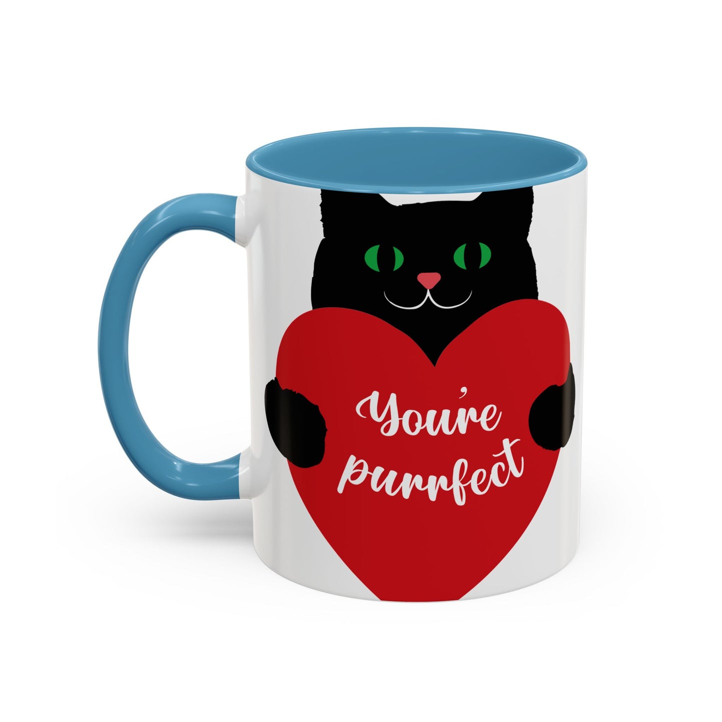 Purrfect Cat Heart Accent Coffee Mug – "You're Purrfect" 11/15oz