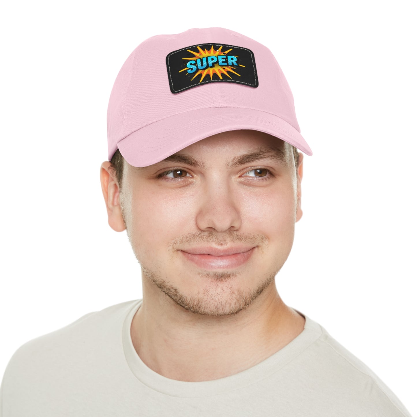 Super Dad Leather Patch Dad Hat — Embroidered 'SUPER' Cap