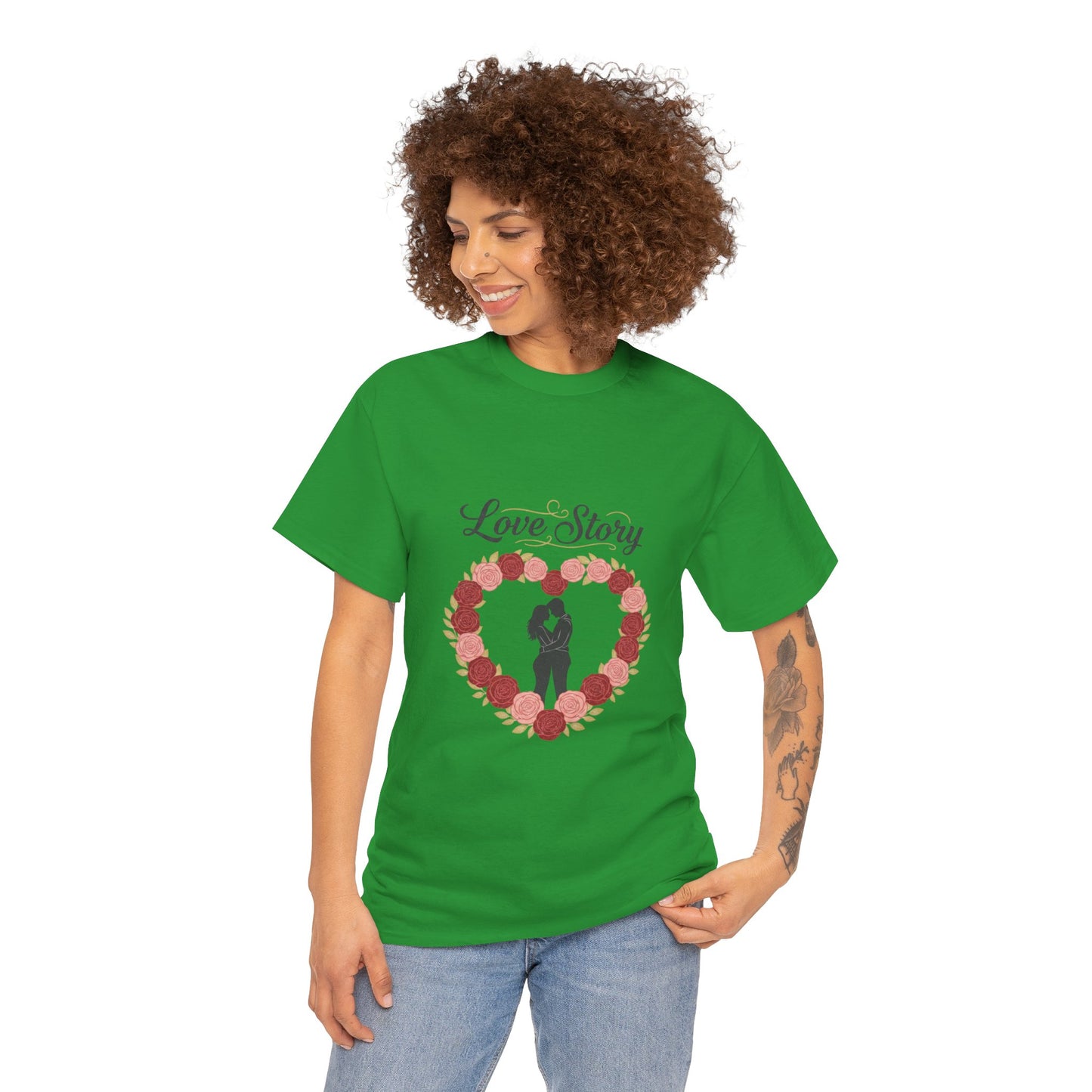 Love Story T-Shirt — 'Love Story' Floral Heart Romance Tee