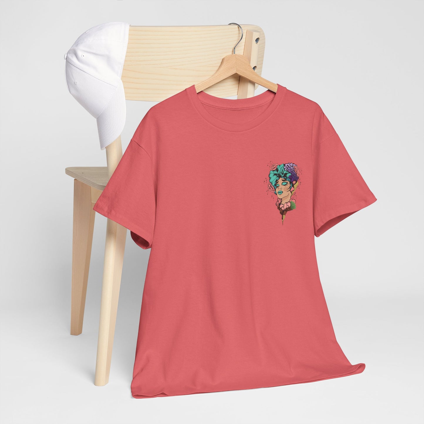 Floral Profile Art Tee — Artistic Woman Portrait Graphic T-Shirt