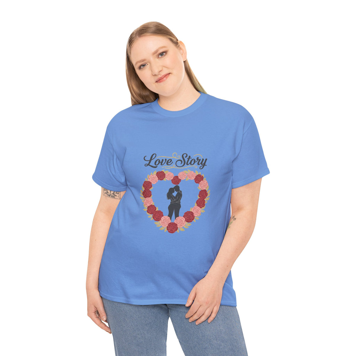 Love Story T-Shirt — 'Love Story' Floral Heart Romance Tee