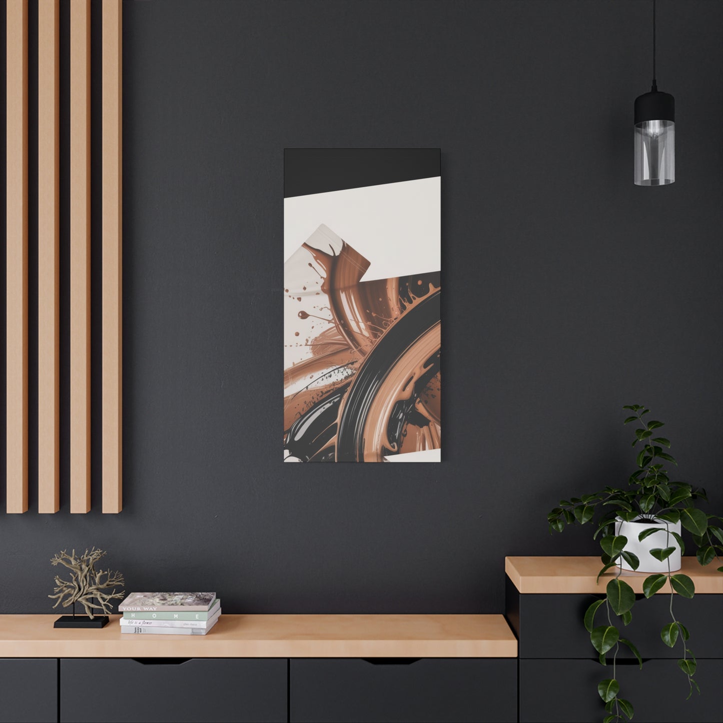 Abstract Brown Swirl Matte Canvas Wall Art (Stretched 1.25")
