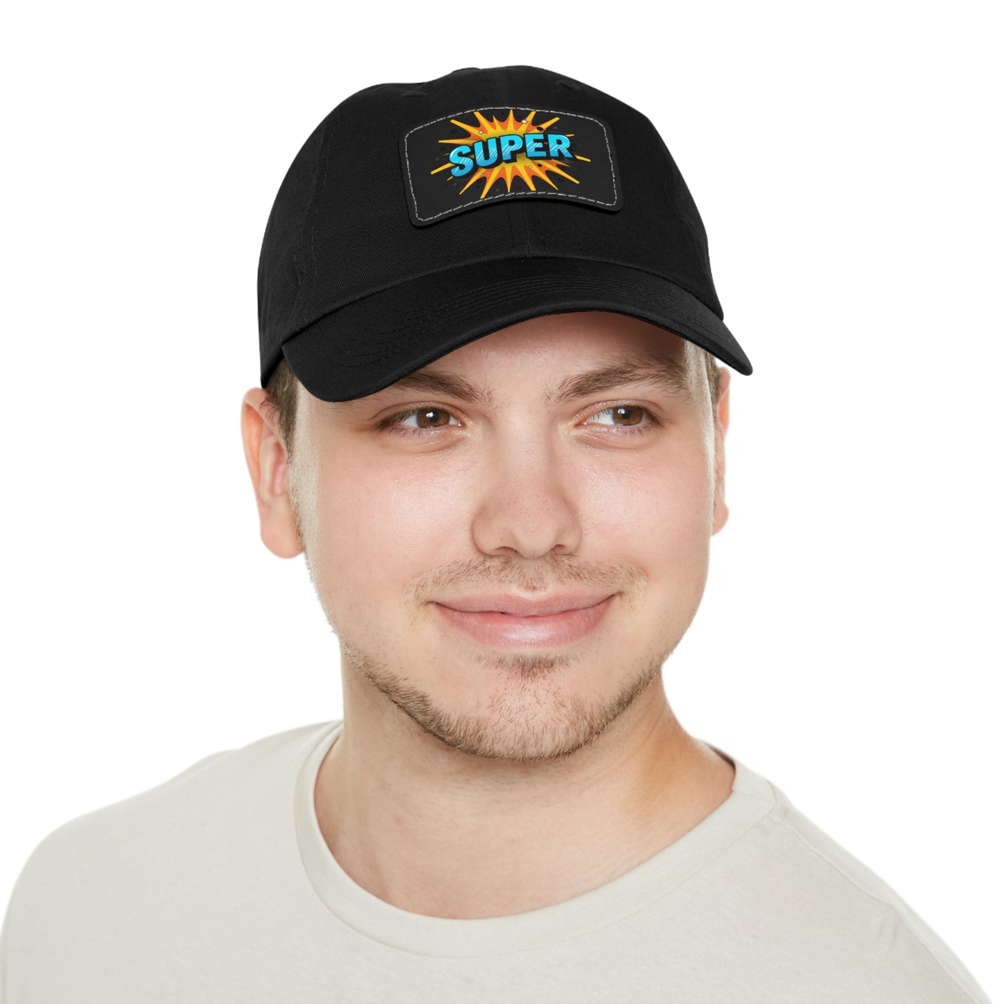Super Dad Leather Patch Dad Hat — Embroidered 'SUPER' Cap