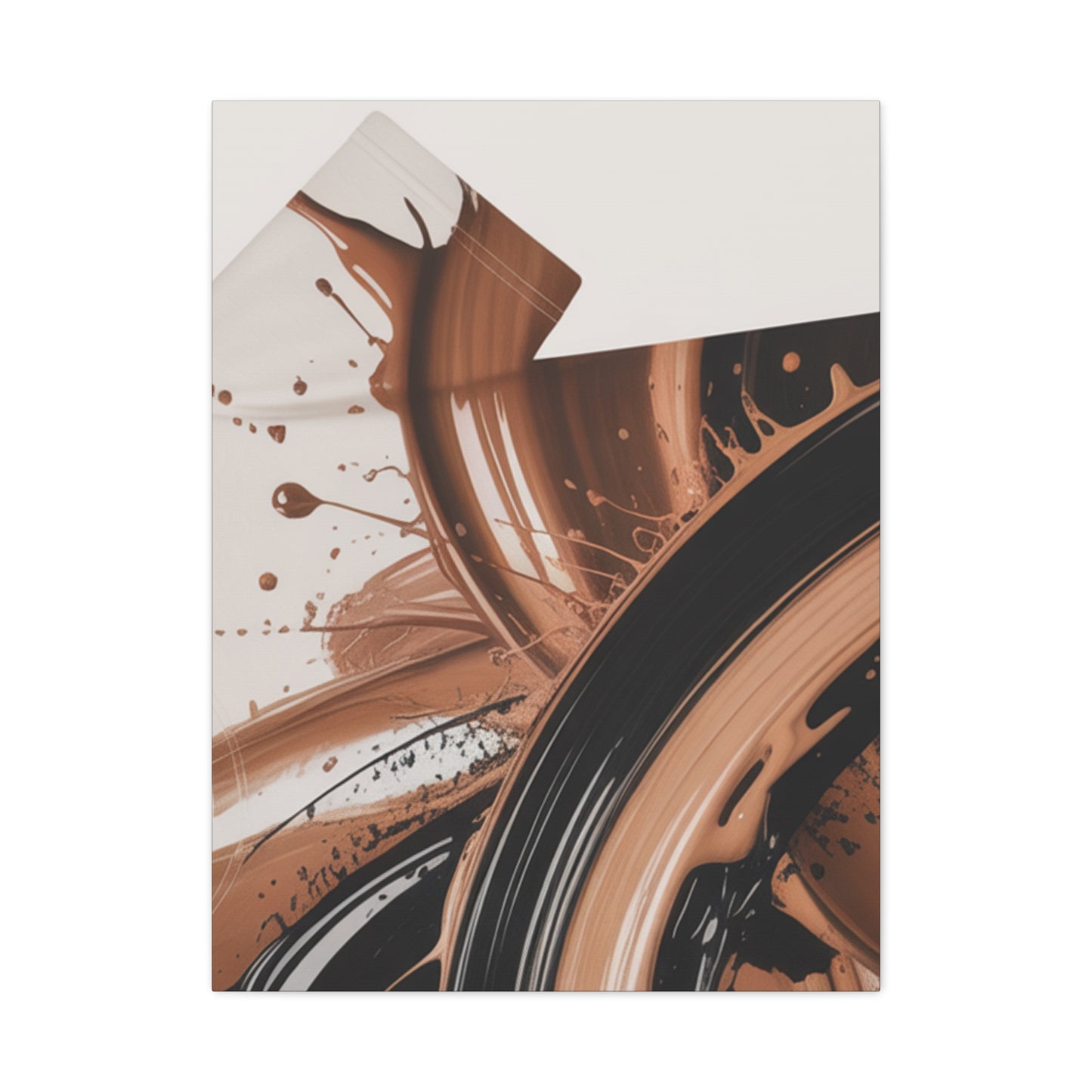 Abstract Brown Swirl Matte Canvas Wall Art (Stretched 1.25")