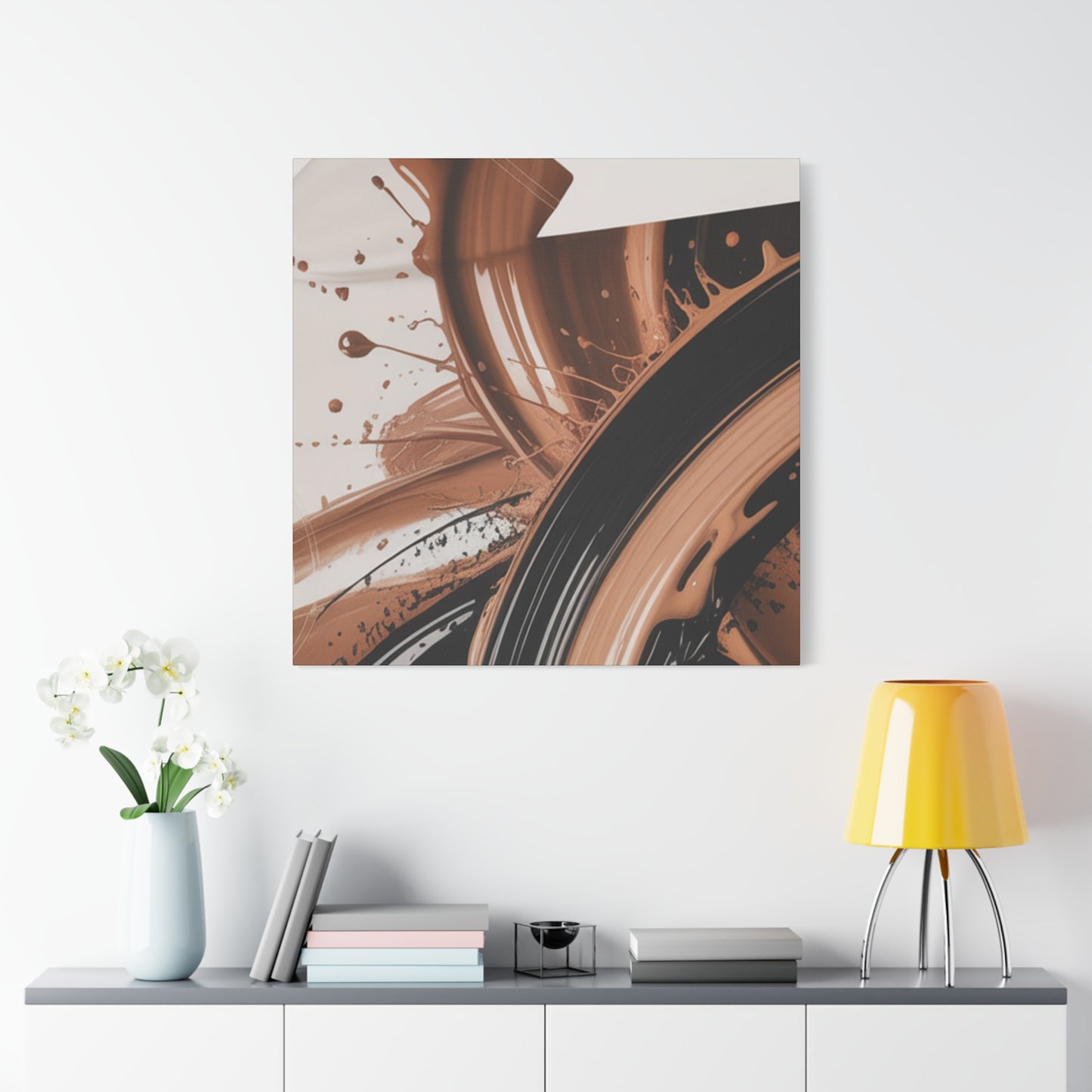 Abstract Brown Swirl Matte Canvas Wall Art (Stretched 1.25")