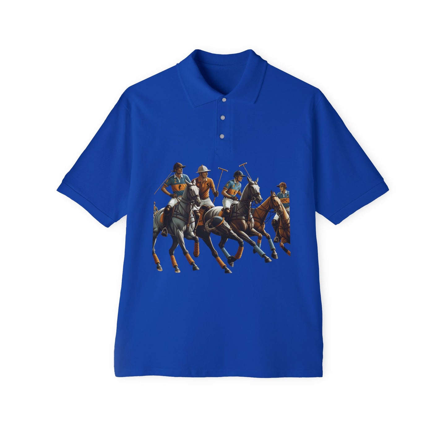 Men's Piqué Polo with Equestrian Design - Stylish Golf Shirt