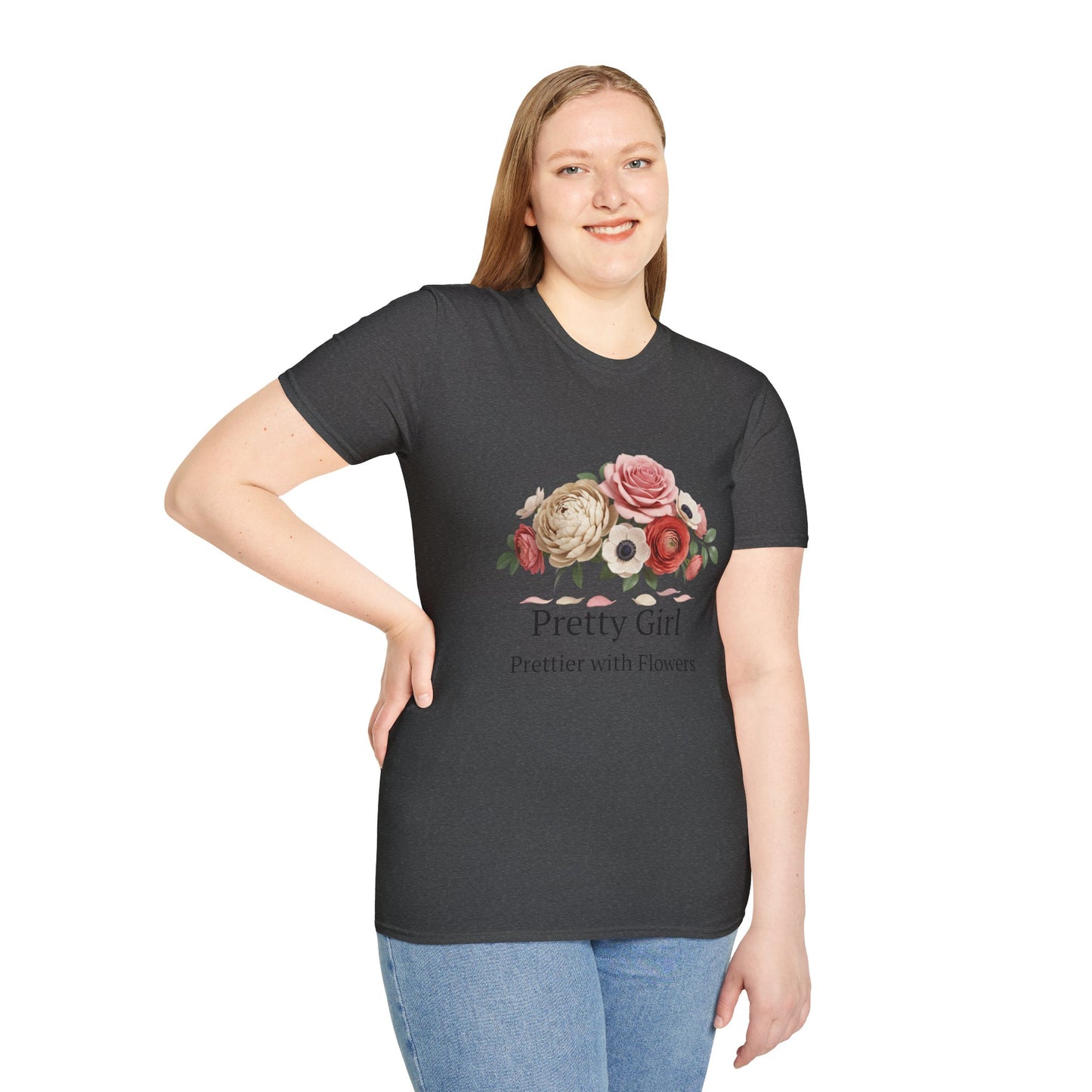 Floral "Pretty Girl" T-Shirt — Prettier with Flowers Casual Tee