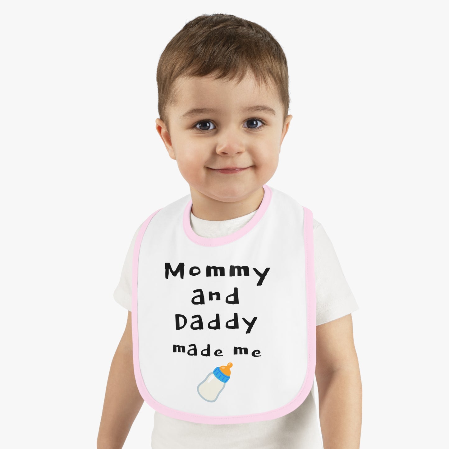 Cute Baby Bib - "Mommy and Daddy Made Me" - Funny Baby Shower Gift, Infant Feeding Bib, Newborn Essential, Kids Unisex, Adorable Baby Gear