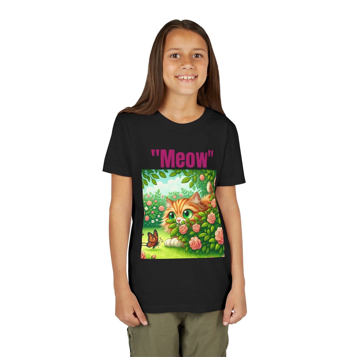 Meow Cat Youth Tee, Cute Kitten Shirt