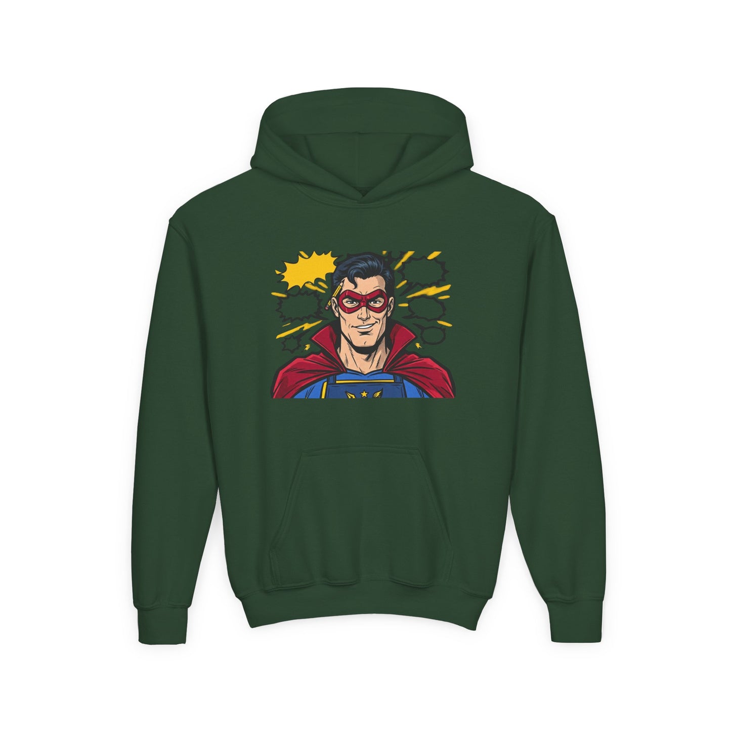 Comic Book Man Youth Hoodie — Graphic Superhero Pullover