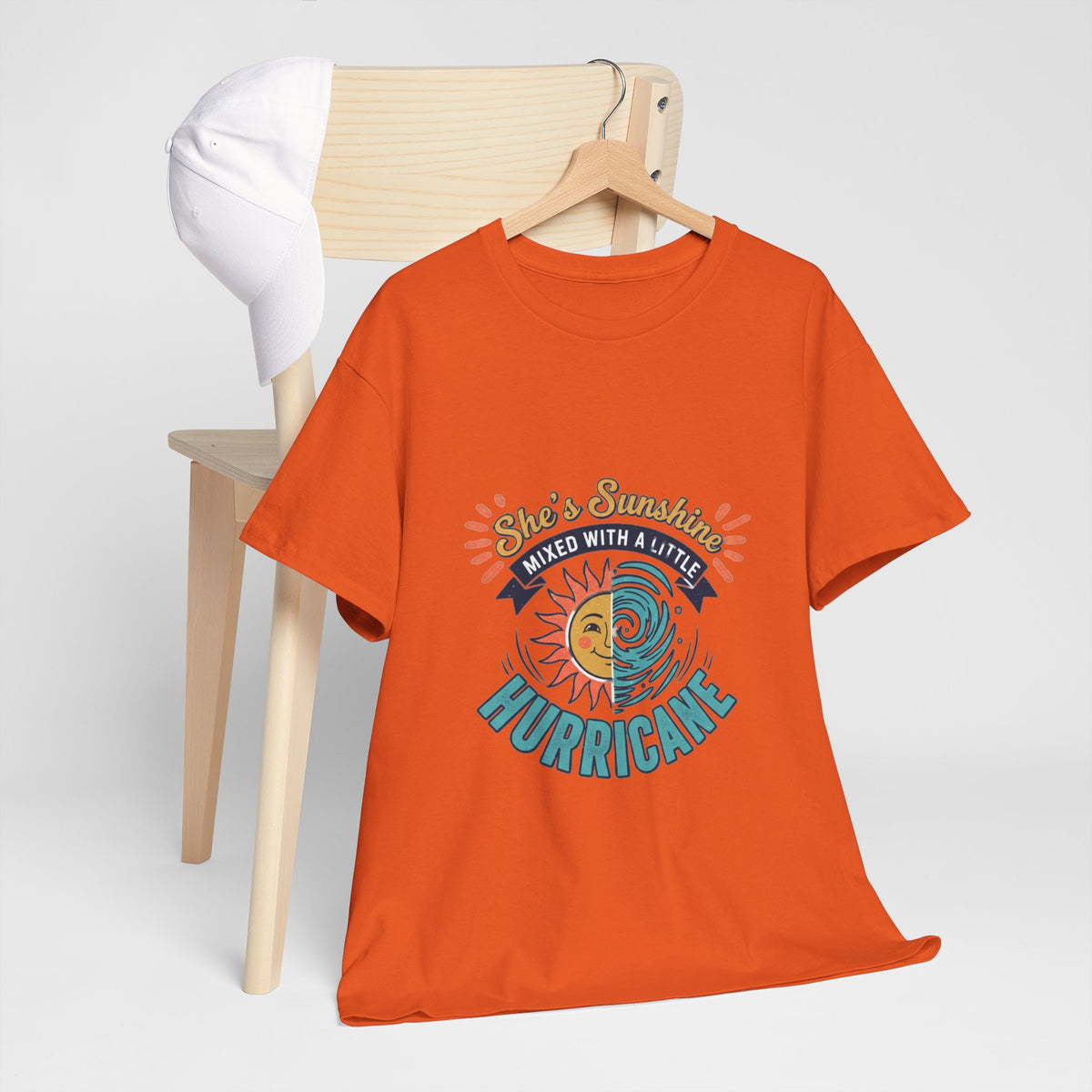 Sun & Sea Hurricane Graphic Tee – Retro Split Sun Wave Design