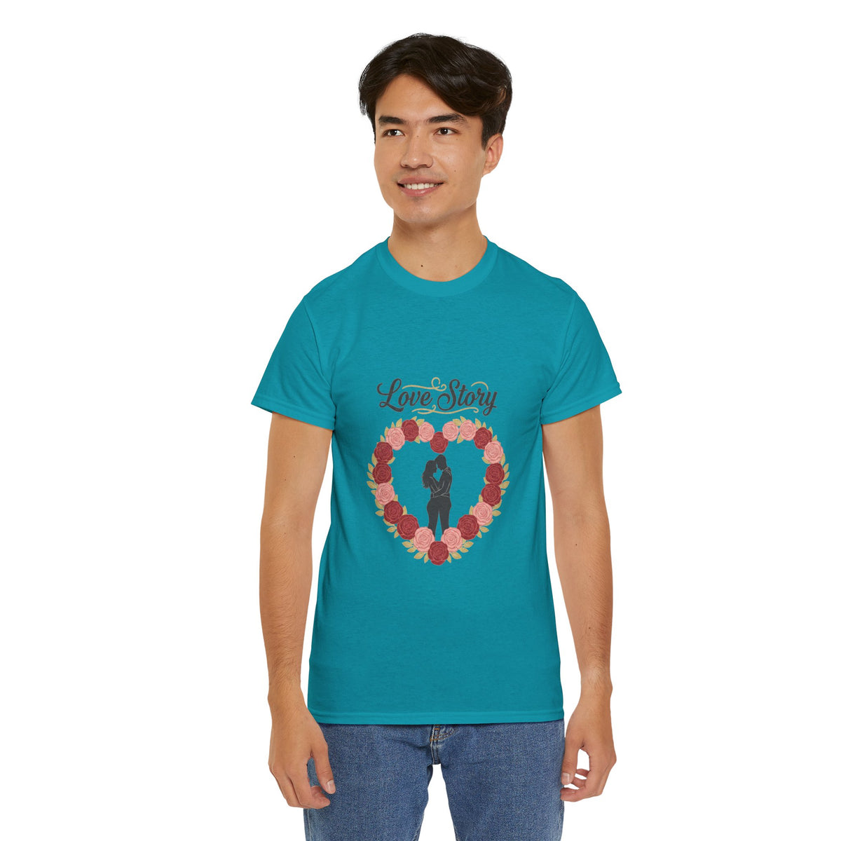 Love Story T-Shirt — 'Love Story' Floral Heart Romance Tee