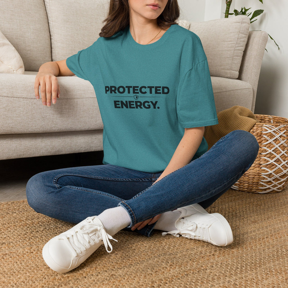 Protected Energy T‑Shirt — Minimalist Spiritual Graphic Tee