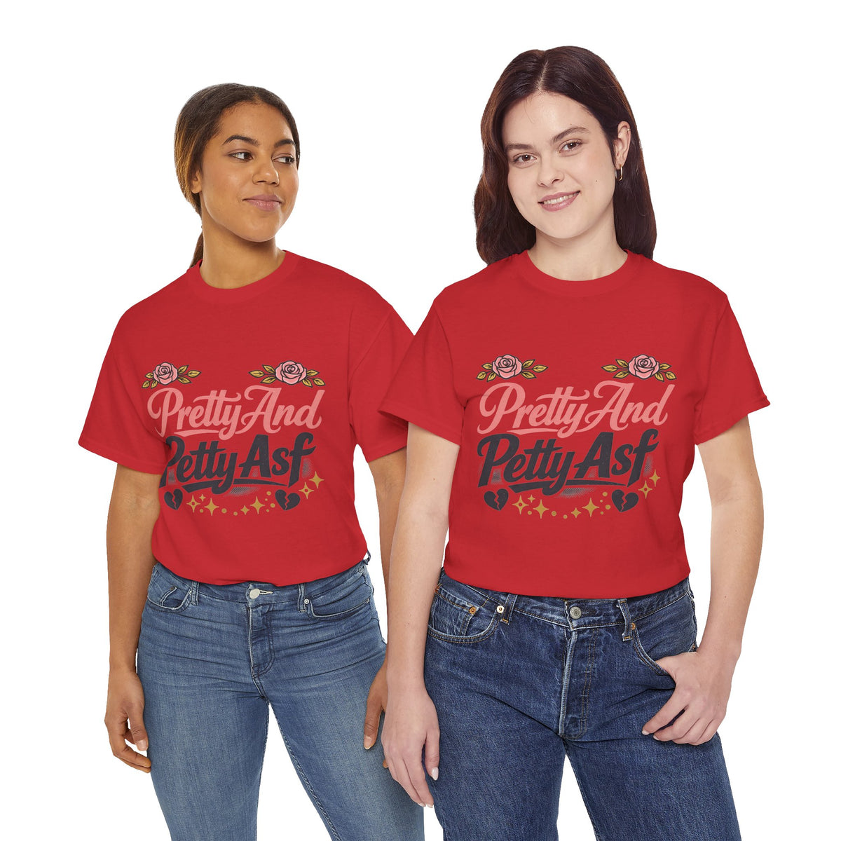 Pretty And Petty Asf Tee — Floral Retro Slogan T‑Shirt