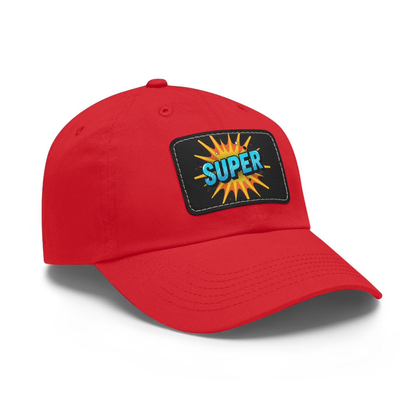 Super Dad Leather Patch Dad Hat — Embroidered 'SUPER' Cap