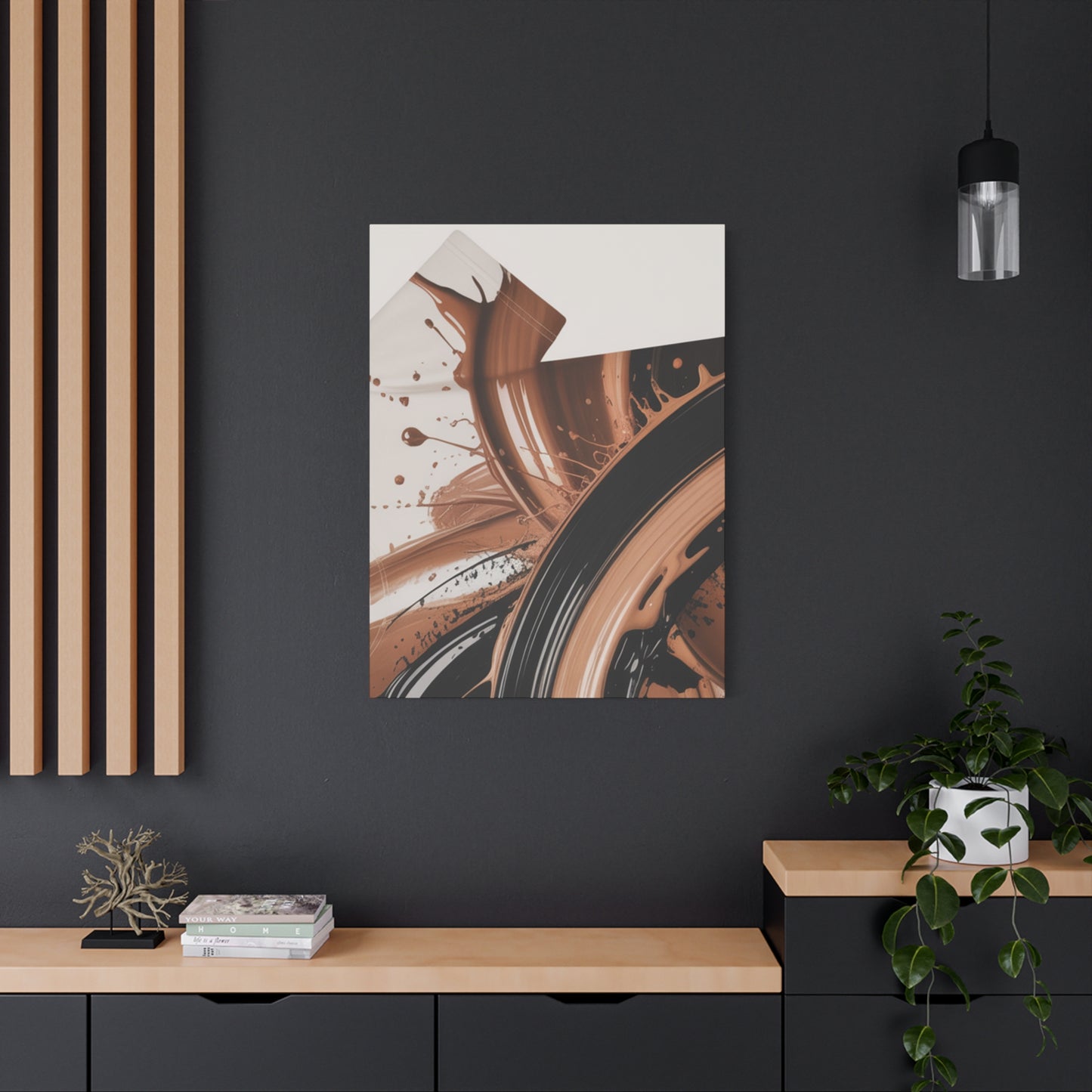 Abstract Brown Swirl Matte Canvas Wall Art (Stretched 1.25")