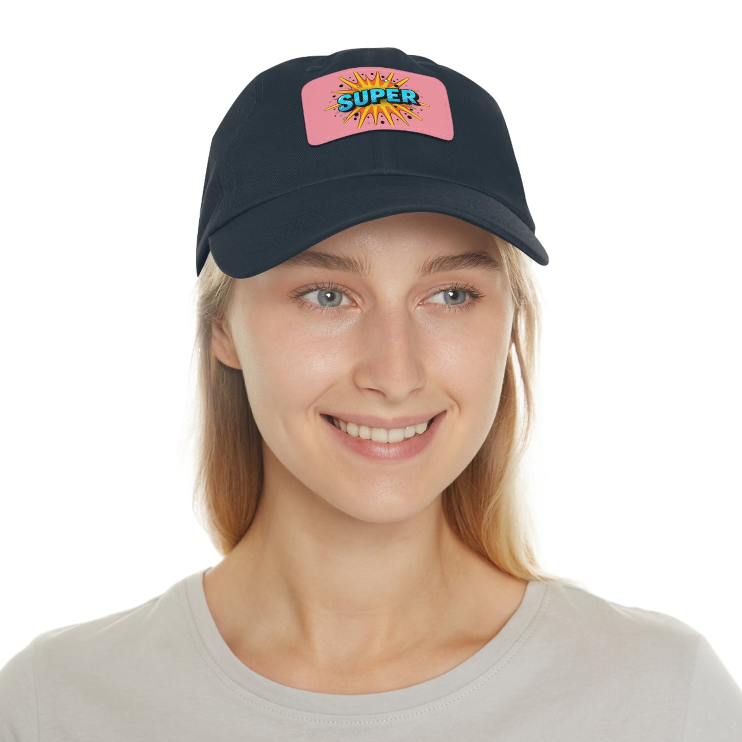 Super Dad Leather Patch Dad Hat — Embroidered 'SUPER' Cap