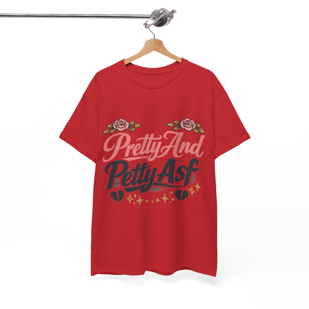 Pretty And Petty Asf Tee — Floral Retro Slogan T‑Shirt