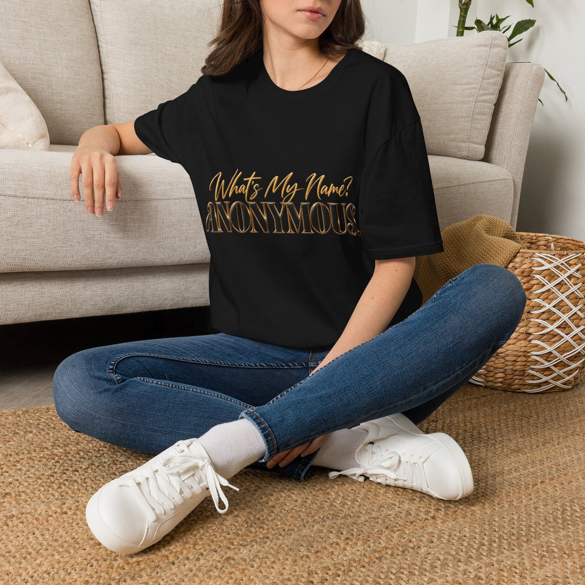 What's My Name? ANONYMOUS. T‑Shirt — Bold Script Graphic Tee