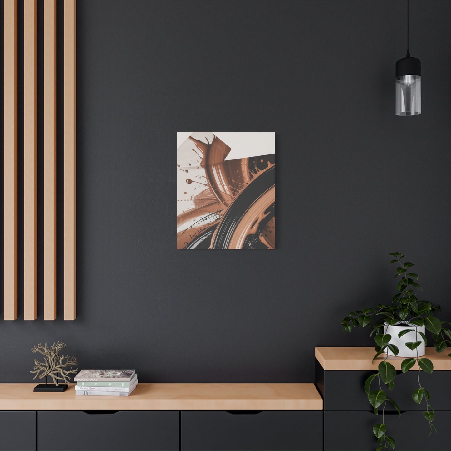 Abstract Brown Swirl Matte Canvas Wall Art (Stretched 1.25")