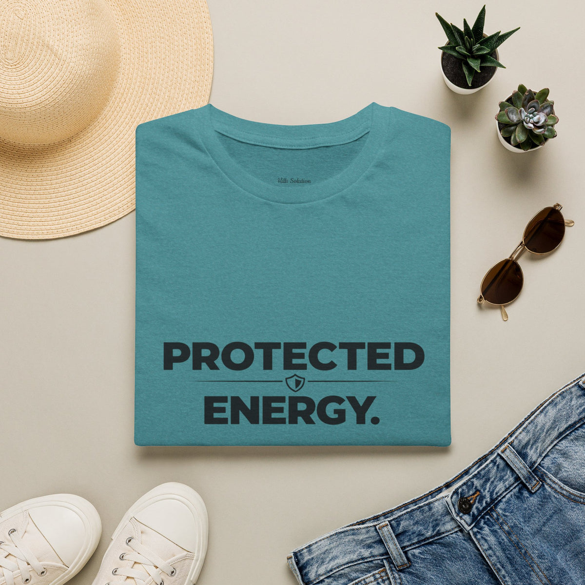 Protected Energy T‑Shirt — Minimalist Spiritual Graphic Tee