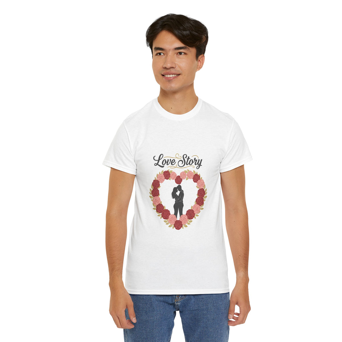 Love Story T-Shirt — 'Love Story' Floral Heart Romance Tee