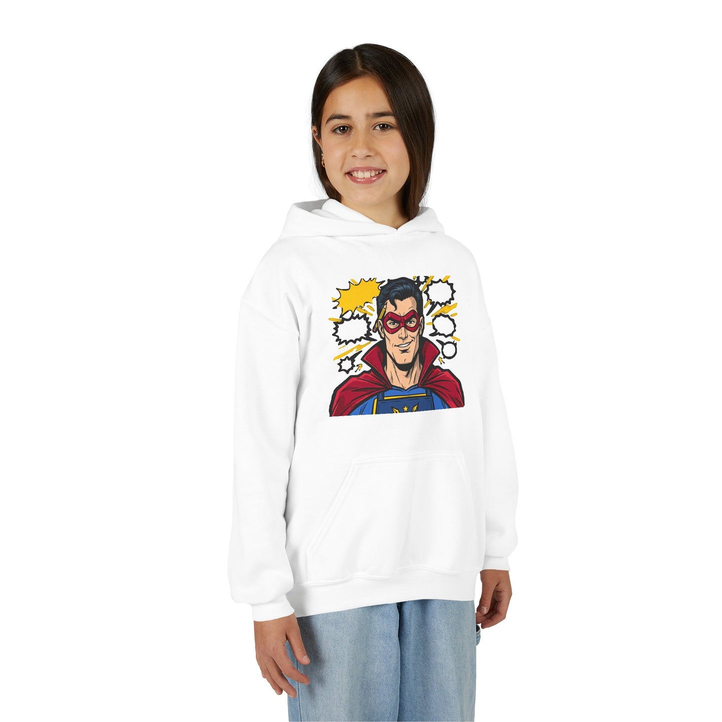 Comic Book Man Youth Hoodie — Graphic Superhero Pullover