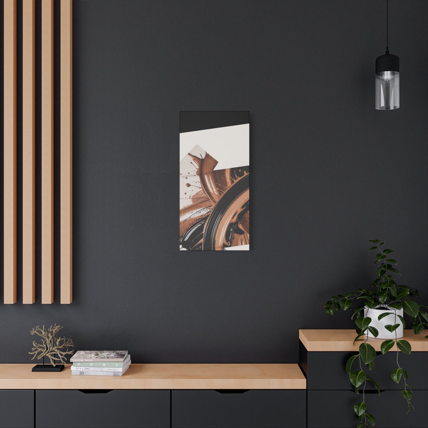 Abstract Brown Swirl Matte Canvas Wall Art (Stretched 1.25")