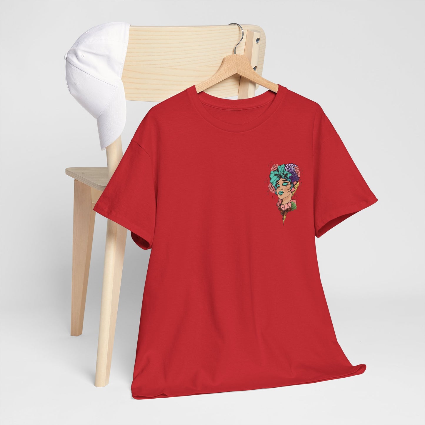 Floral Profile Art Tee — Artistic Woman Portrait Graphic T-Shirt