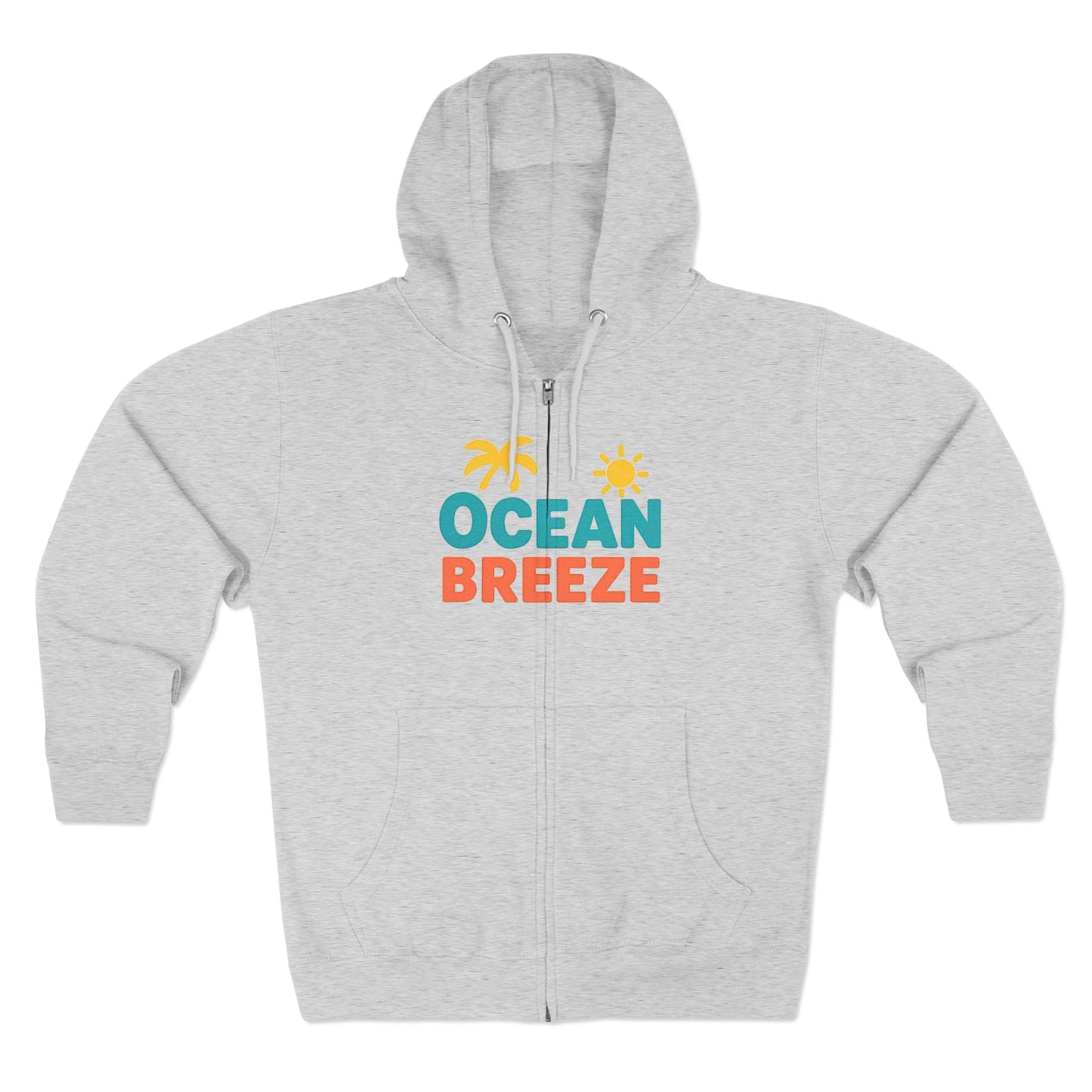 Ocean Breeze Unisex Zip Hoodie, Cozy Lightweight Jacket, Beach Vibes Wear, Summer Evenings Apparel, Ideal Gift for Friends