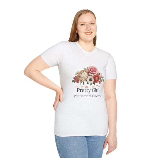 Floral "Pretty Girl" T-Shirt — Prettier with Flowers Casual Tee