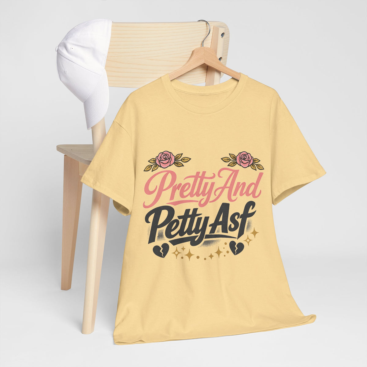 Pretty And Petty Asf Tee — Floral Retro Slogan T‑Shirt