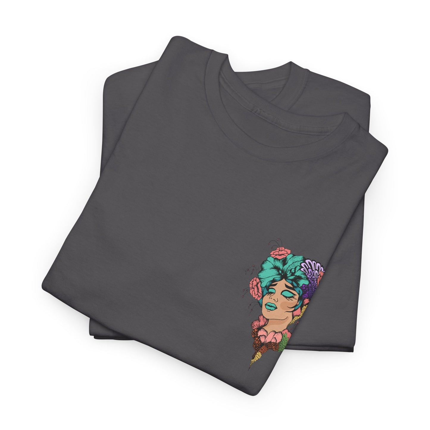 Floral Profile Art Tee — Artistic Woman Portrait Graphic T-Shirt