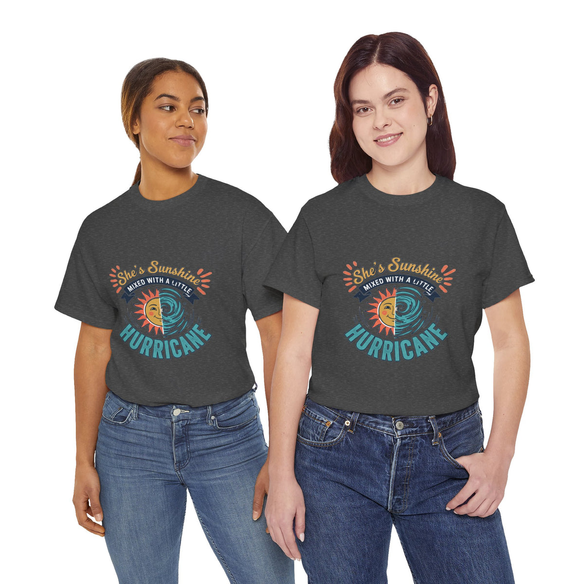 Sun & Sea Hurricane Graphic Tee – Retro Split Sun Wave Design