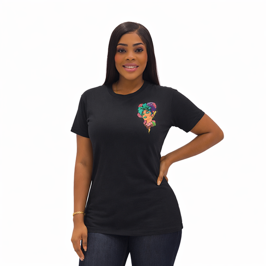 Floral Profile Art Tee — Artistic Woman Portrait Graphic T-Shirt
