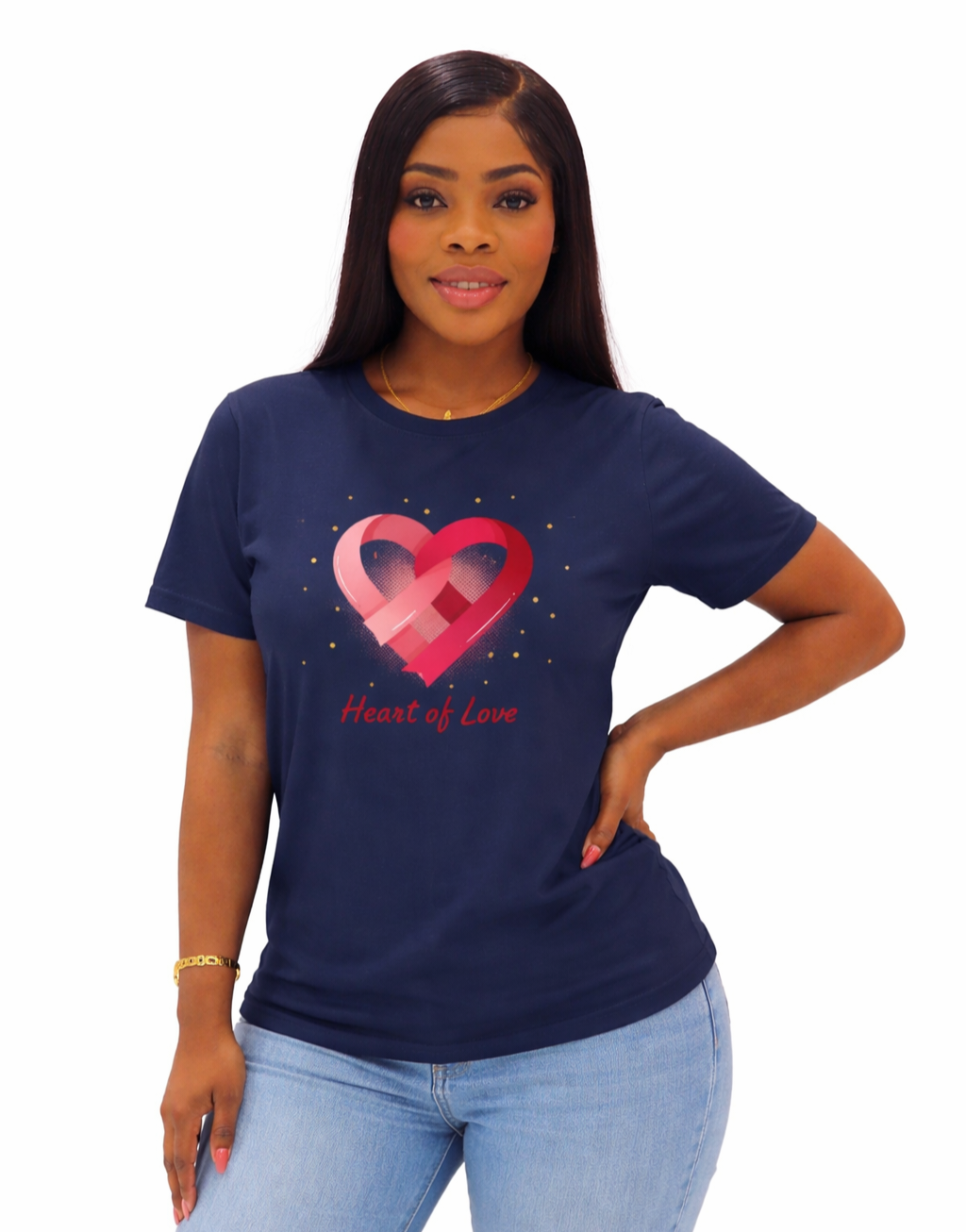 Heart of Love T-Shirt — Pink Ribbon Heart Valentine's Tee