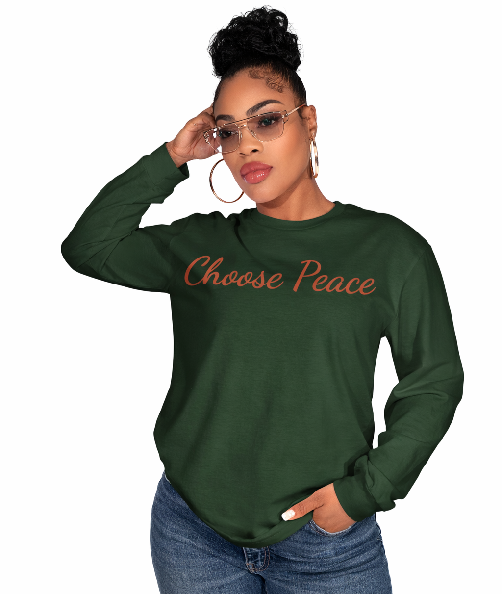 Choose Peace Long Sleeve Tee — Heart Back Graphic