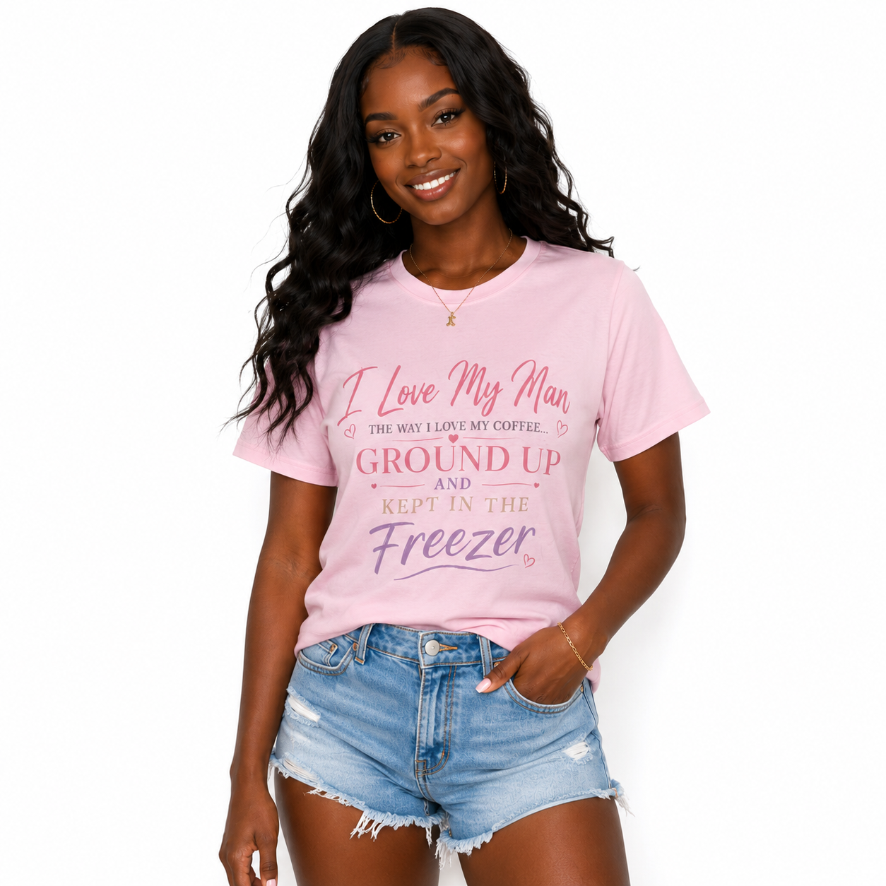 Funny 'I Love My Man Like My Coffee - Ground Up & Kept in the Freezer' Tee