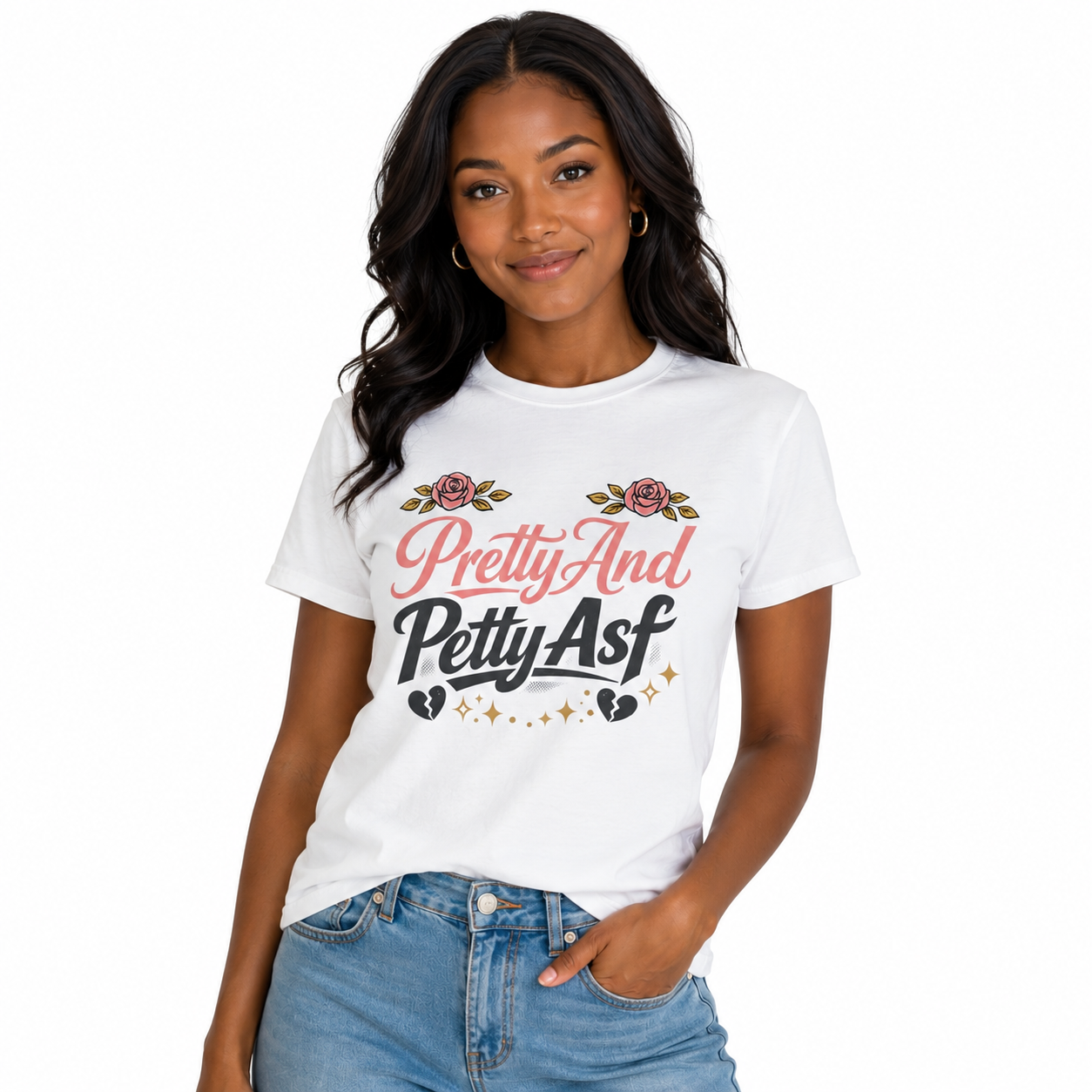 Pretty And Petty Asf Tee — Floral Retro Slogan T‑Shirt