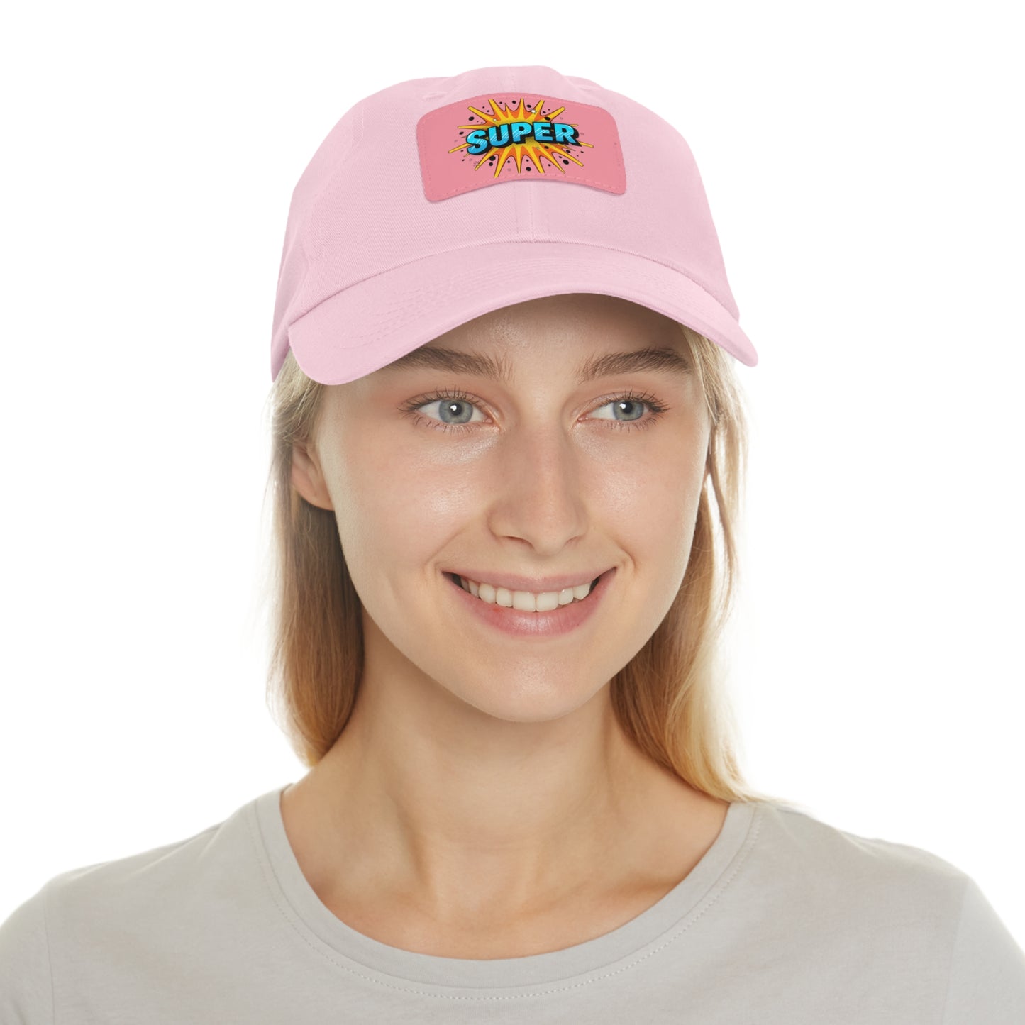 Super Dad Leather Patch Dad Hat — Embroidered 'SUPER' Cap