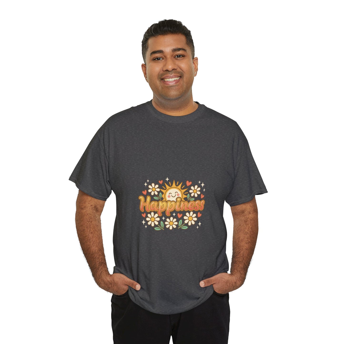 T-Shirt — "Happiness" Retro Sunflower Graphic Tee