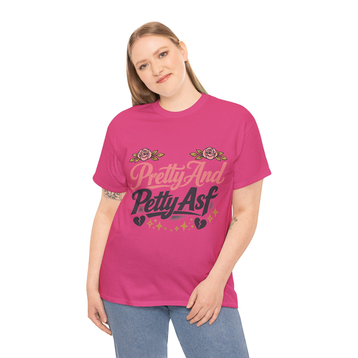 Pretty And Petty Asf Tee — Floral Retro Slogan T‑Shirt
