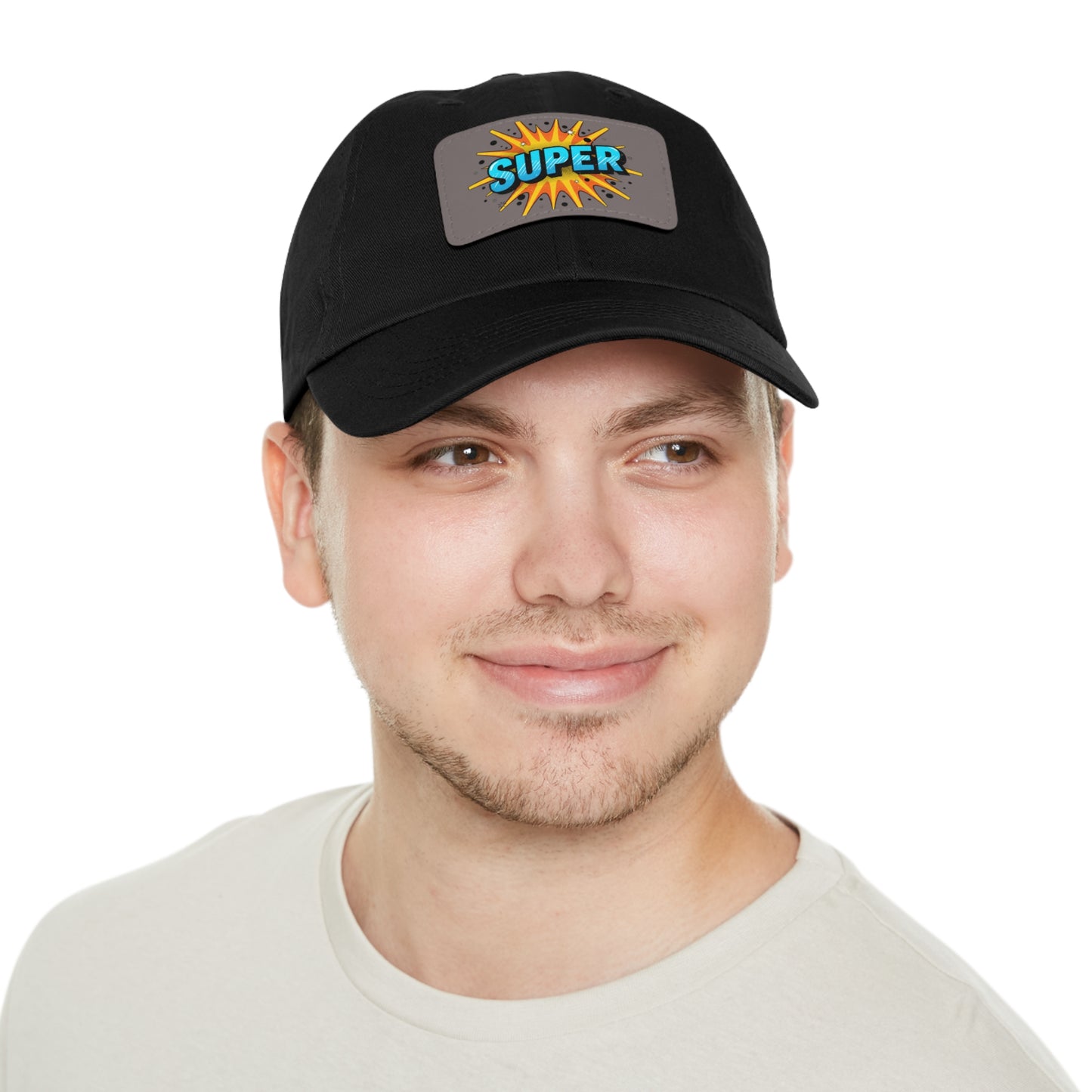 Super Dad Leather Patch Dad Hat — Embroidered 'SUPER' Cap